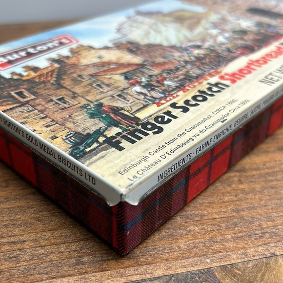 4/$20 Vintage Burton's Butter Finger Scotch Shortbread Metal Empty Tin Tartan - Picture 9 of 12